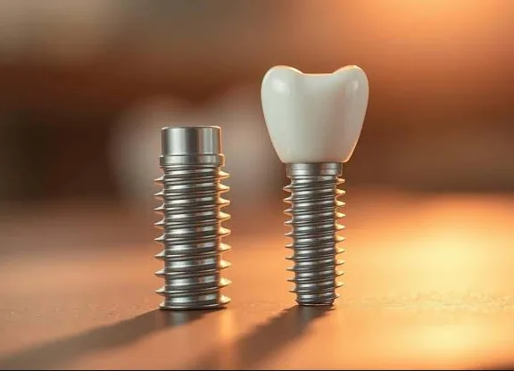 Implante dentário com e sem a coroa